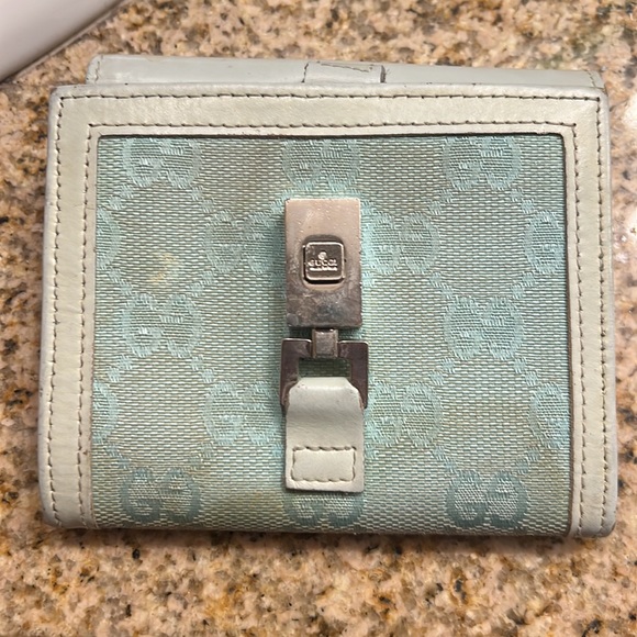 Vintage Gucci Teal Blue Signature Wallet - Picture 1 of 11